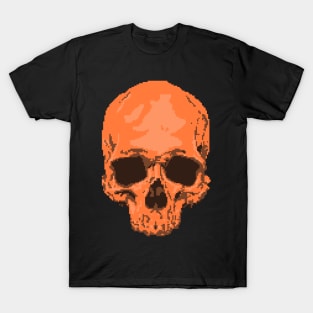 Orange Pixelated Skull T-Shirt